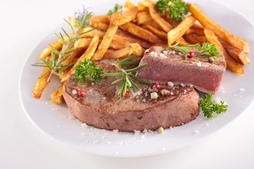 grilled beef and french fries