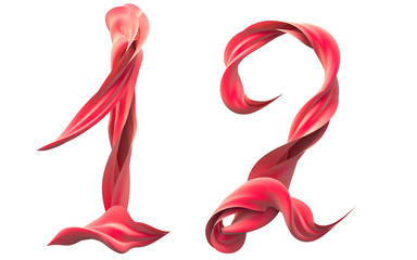 Red silk ribbon font.
