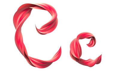 Red silk ribbon font.
