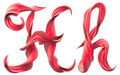 Red silk ribbon font.
