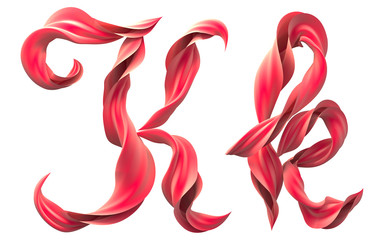 Red silk ribbon font.
