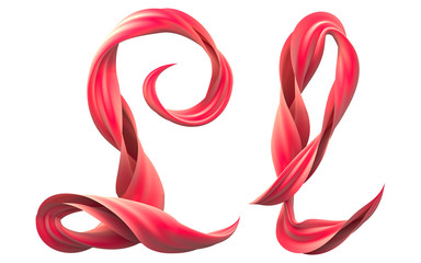 Red silk ribbon font.
