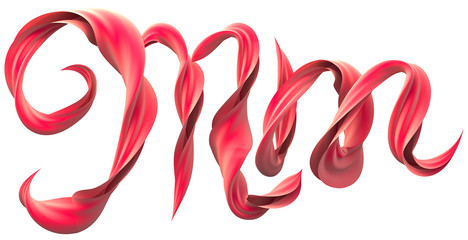 Red silk ribbon font.
