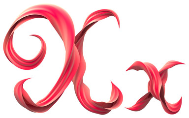 Red silk ribbon font.
