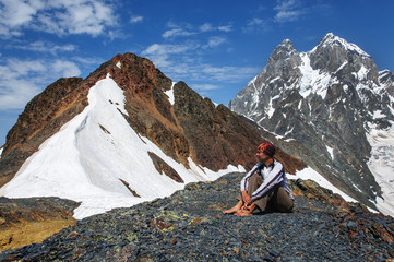 Fototapeta premium Hike to the glacier, Svaneti, Georgia
