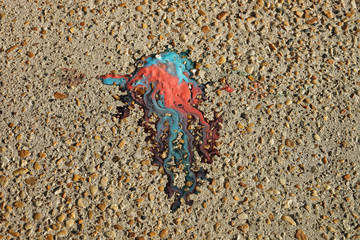 Splash of ink on the ground in Washington DC