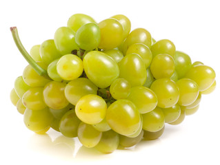 bunch of green grapes isolated on white background