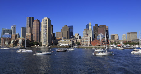 Boston skyline and harbor, USA