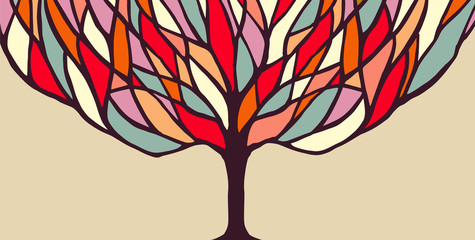 Obraz premium Colorful tree concept illustration for banner