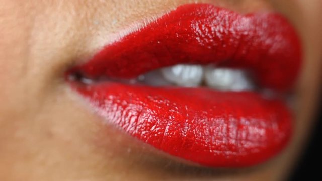close-up lips of woman