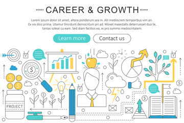 Vector elegant thin line flat modern Art Career and growing concept. Website header banner elements layout. Presentation, flyer and poster.