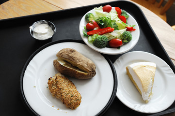 healthy lunch ordered in cafeteria