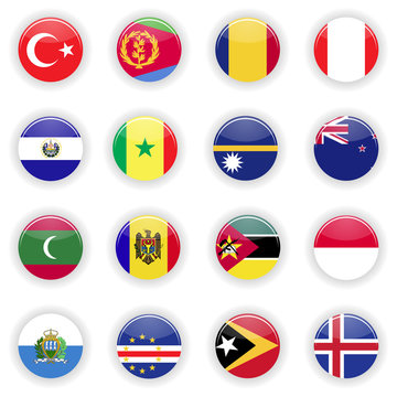 Flags set. Universal flags set to use for web and mobile UI vector illustration