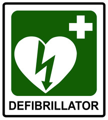 Automated external heart defibrillator safe condition vector sign - obrazy, fototapety, plakaty