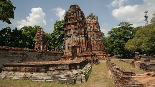 Old temple ruins in Ayutthaya Historical Park, Thailand