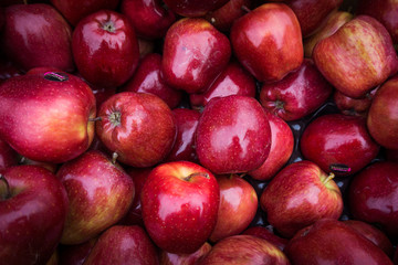 apples close up at market. Red apples background