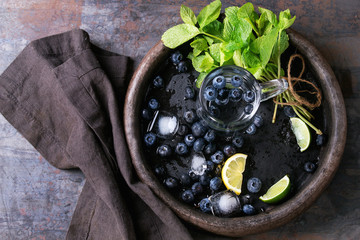 Blueberries lemonade with ingredients