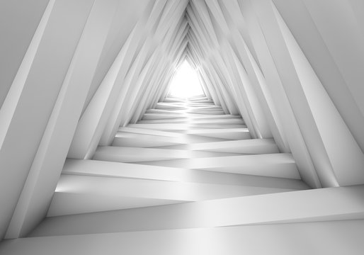 Fototapeta Abstrakcjonistyczny tunel w szarych notatkach. Światło na końcu tunelu