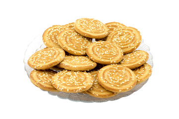 Shortbread biscuits on a white background
