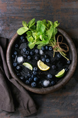 Blueberries lemonade with ingredients