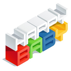 Slim 3D isometric text Happy baby