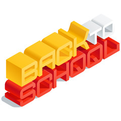 Fototapeta premium Vector card with 3D volume letters. Slim three dimensional isometric text Back to school