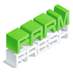Slim 3D isometric text Farm fresh