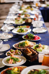 catering table set service with silverware