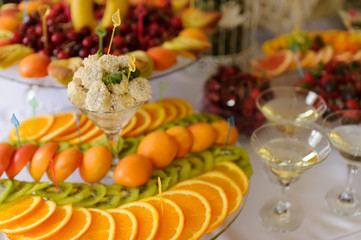 Fototapeta na wymiar banquet table with different fruits