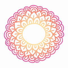 Colorful doodle flower frame . Simple flower label. Mehndi hand drawn template. Vector illustration.