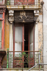 old wooden window in a facade