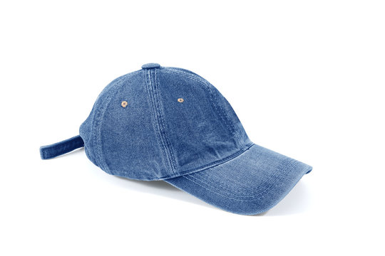 Jeans cap ,denim hat on a white background.