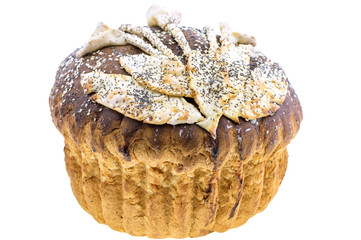 festive wedding wheat bread, isolated on white background