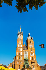 Fototapeta premium Church of St. Mary in the main Market Square. Basilica Mariacka. Krakow. Poland.