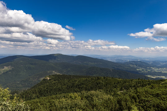 Panorama of the Beskidy Mountains