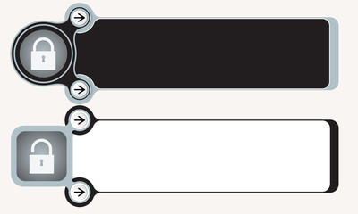 Obraz premium Two abstract boxes for your text and padlock