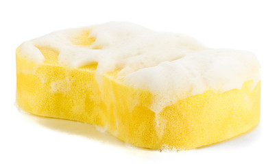 Cleaning Sponge with Soap Sud Isolated  