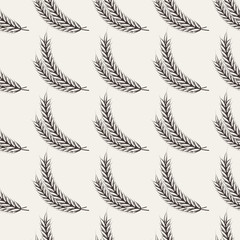 Harvest seamless pattern with wheat branches. Vector illustration