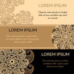 Ornamental banners set with mandala design. Vector illustration