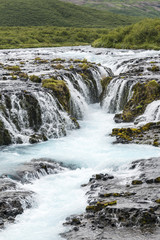 Bruarfoss cascad waterfall with the blue water in South Iceland