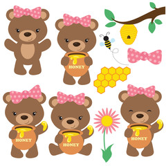 Cute bear girl vector illustration