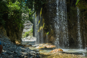 Waterfalls on the river Krikiliotis at Panta Vrexei in Evritania