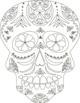 Zentangle stylized black and white sugar skull, hand drawn, vector illustration