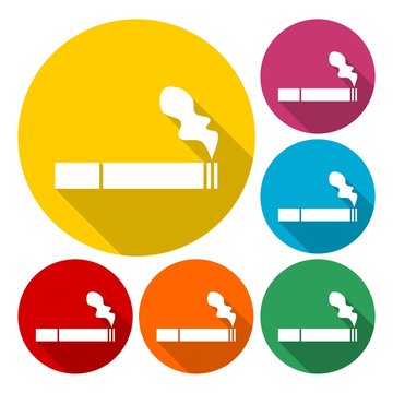 Smoking sign icon, Cigarette symbol