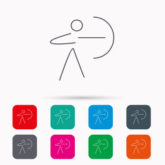 Archery sport icon. Archer with longbow sign.