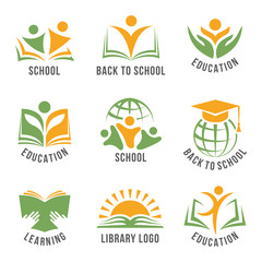 Fototapeta na wymiar Set of colorful school logos