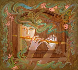 Dreamful melody. Oil painting on wood. © nataljacernecka