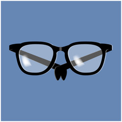 Glasses vector icon symbol design. Illustration isolated on blue