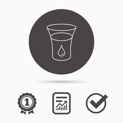 Glass of water icon. Drop sign.