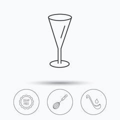 Soup ladle, glass and whisk icons.